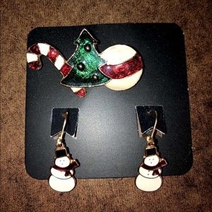 Holiday Pin and Earring Set